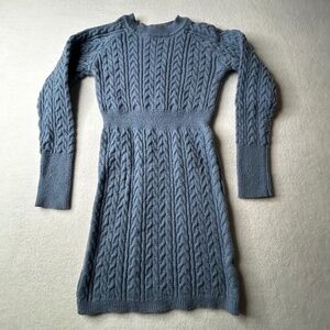 Shein Women's Mini 5 Small Cable Knit Sweater Casual Bodycon Dress Blue Gray